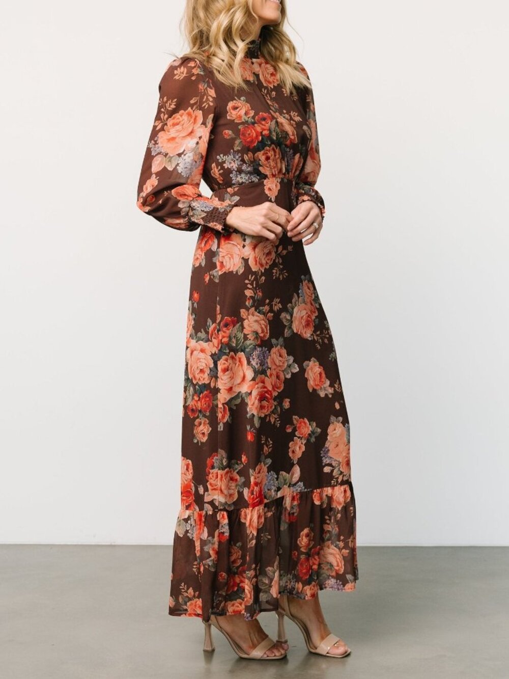 Baltic Born Luciana Maxi Dress | Brown Floral Size MM